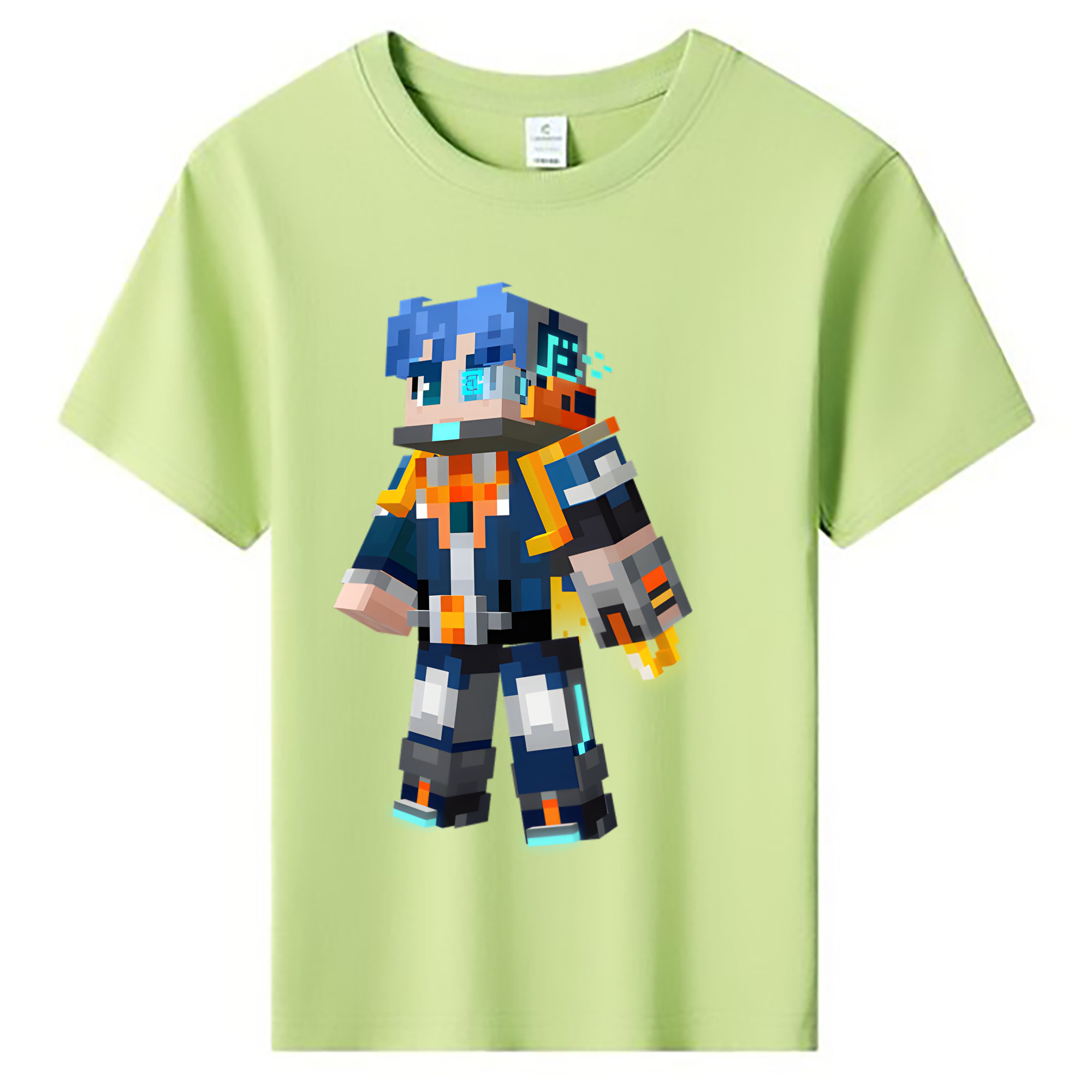 （画像用） マインクラフト ブロックの世界 Minecraft MC Block world 綿100％キッズTシャツ（フロントプリント）